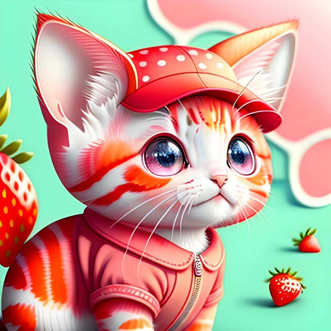 一只草莓味的小猫咪头像[比心][比心] #猫咪# #动物# #二次元美图