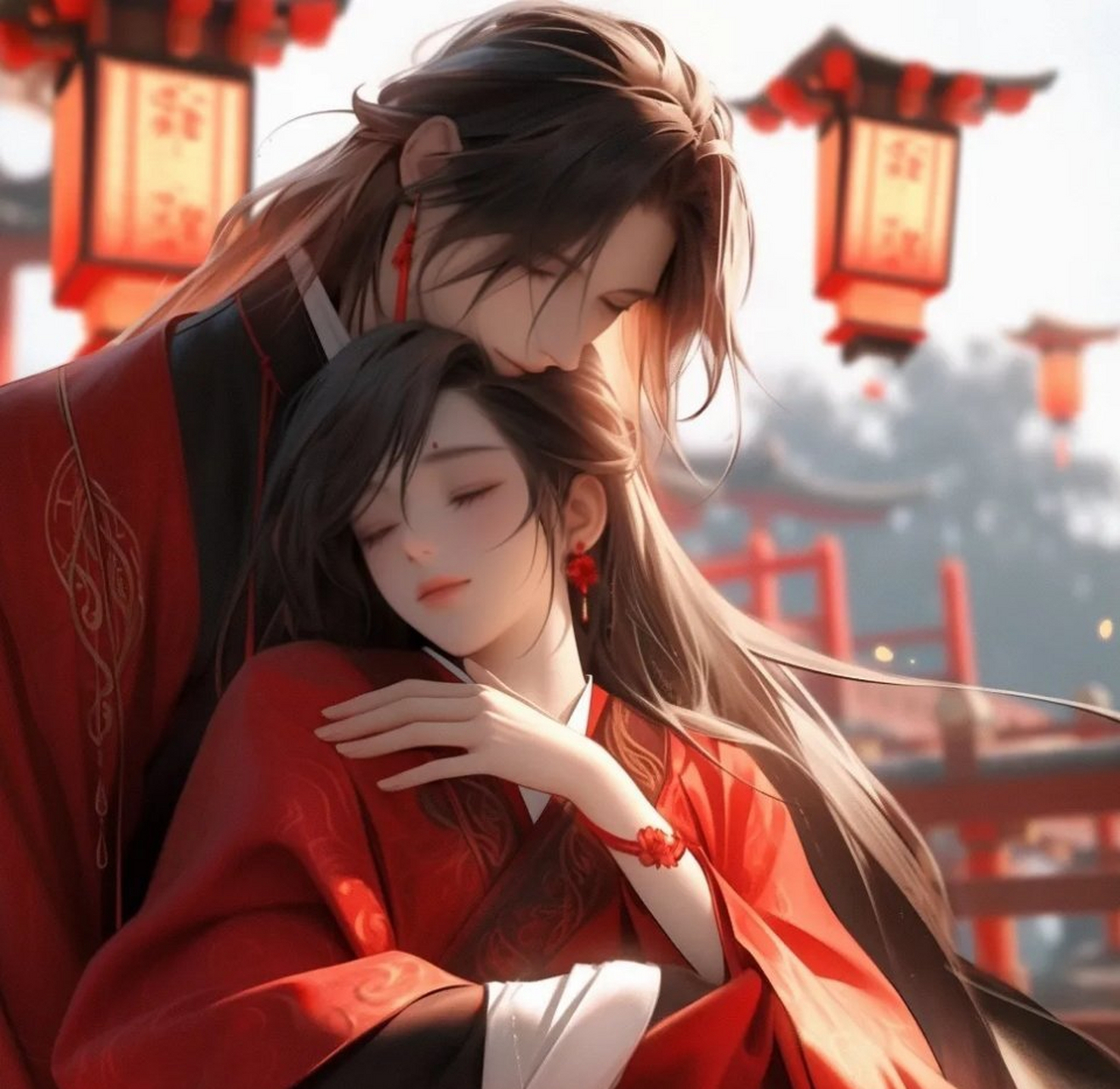 甜酥酥古风情侣头像|红衣系列