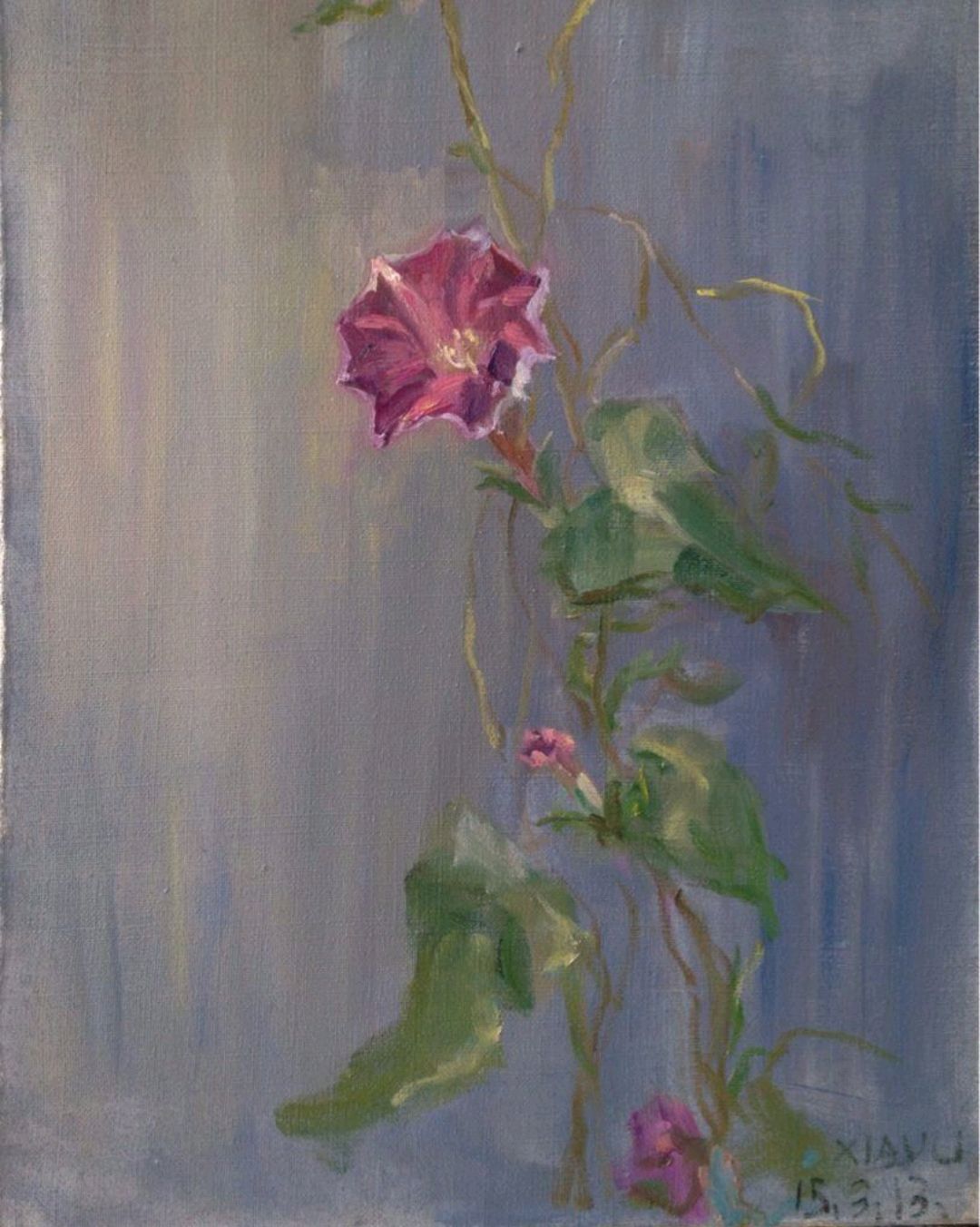 一起学书画:不一样风格的牵牛花,这才是油画的感觉