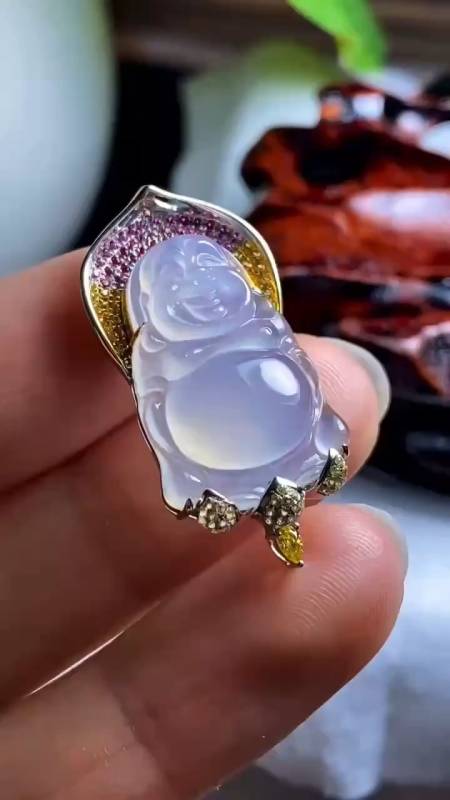 冰冰站佛,18k金彩宝镶嵌,尺寸33-16.5-7mm-度小视