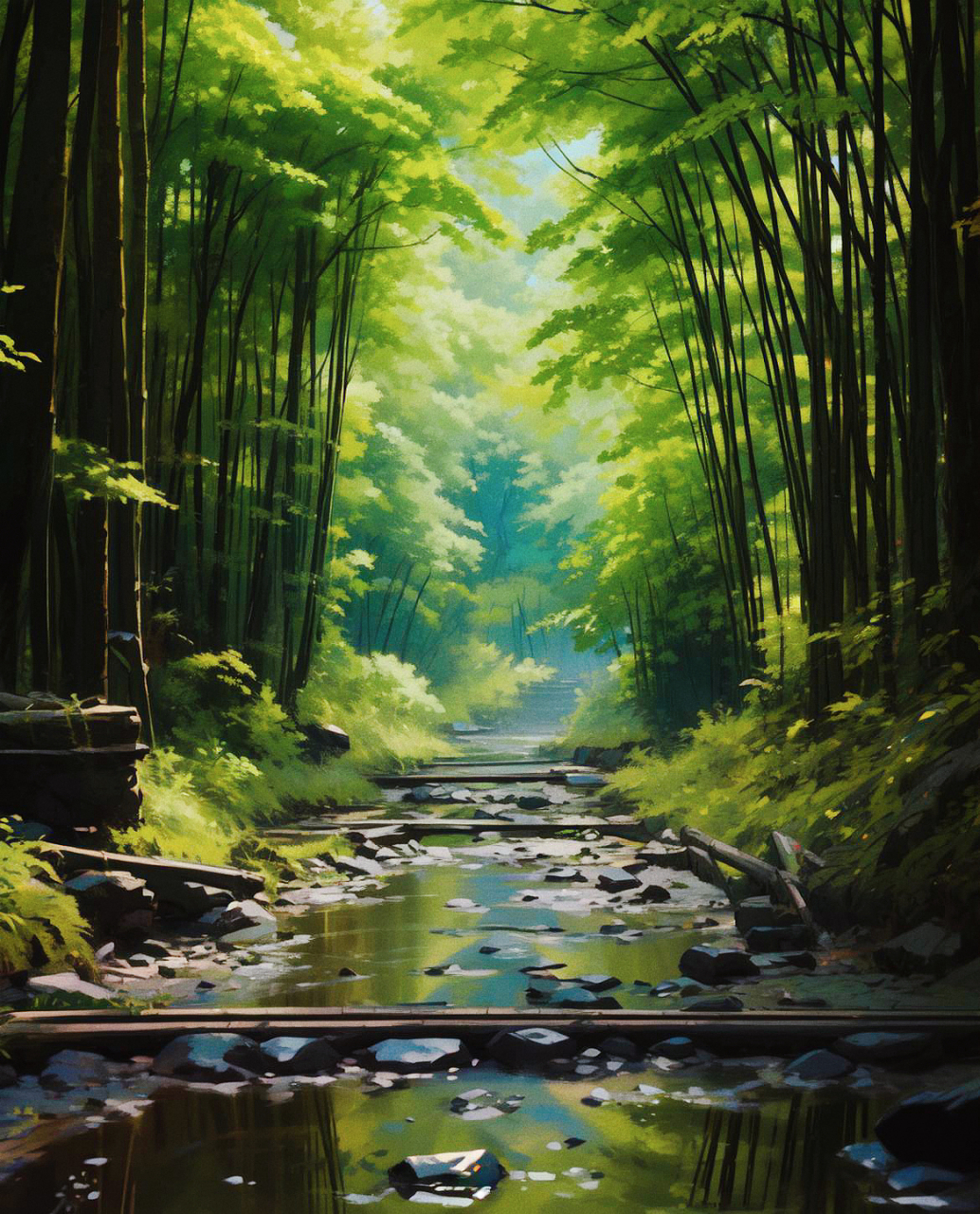 "鸟啼山蔼里,僧语竹林中.