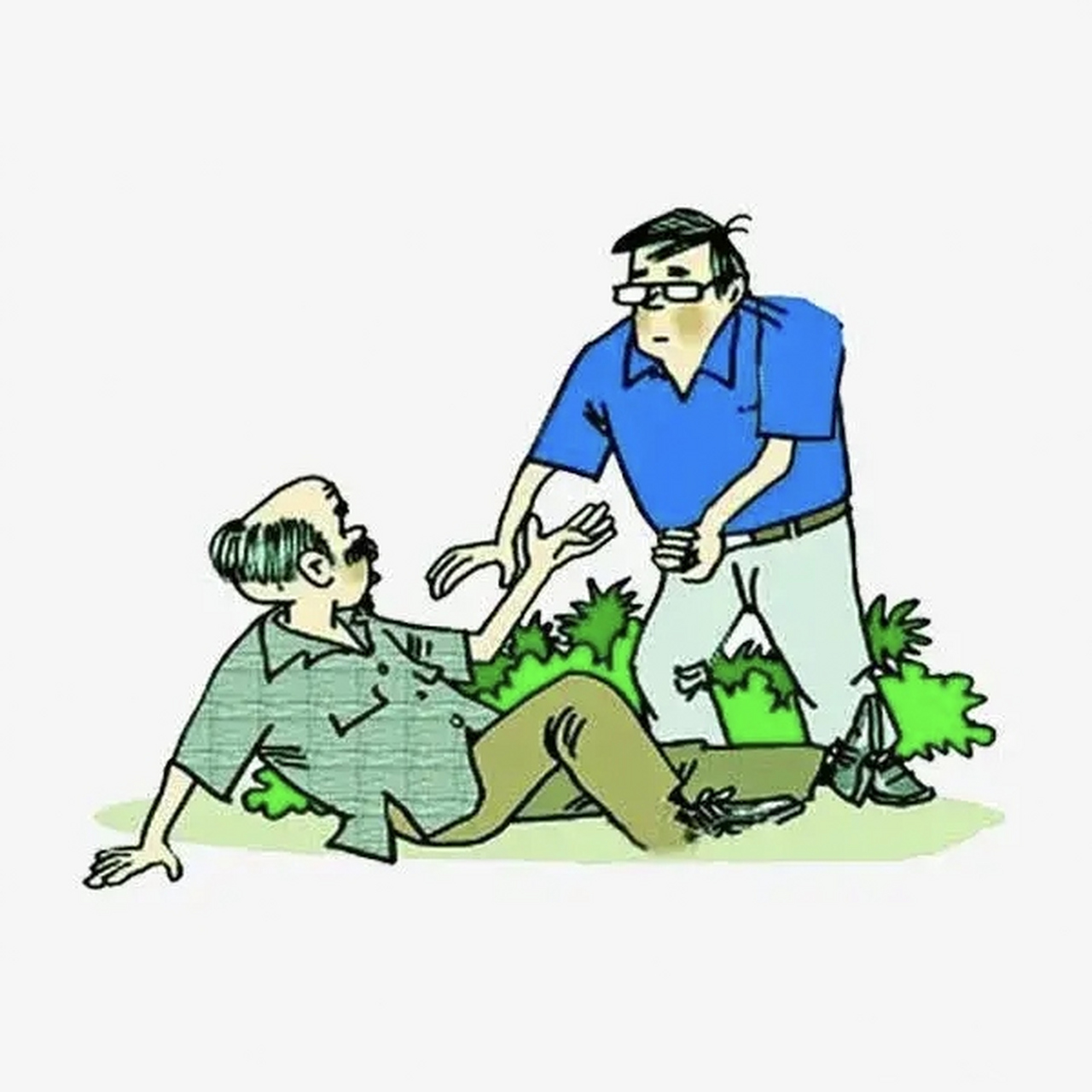 湖南一位老奶奶摔倒头出血,一男子将其扶起,老奶奶扯住该男子衣服不松
