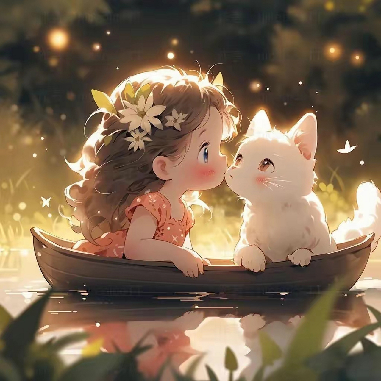 可爱治愈头像:小公主和猫咪,陪伴是最长情的好白#乐享周末分享吧