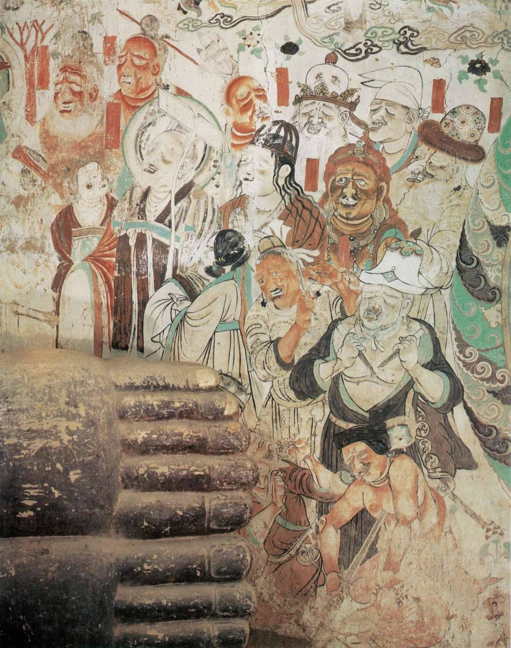 甘肃敦煌莫高窟第158窟北壁《涅槃变》壁画中的各国王子举哀(中唐,8