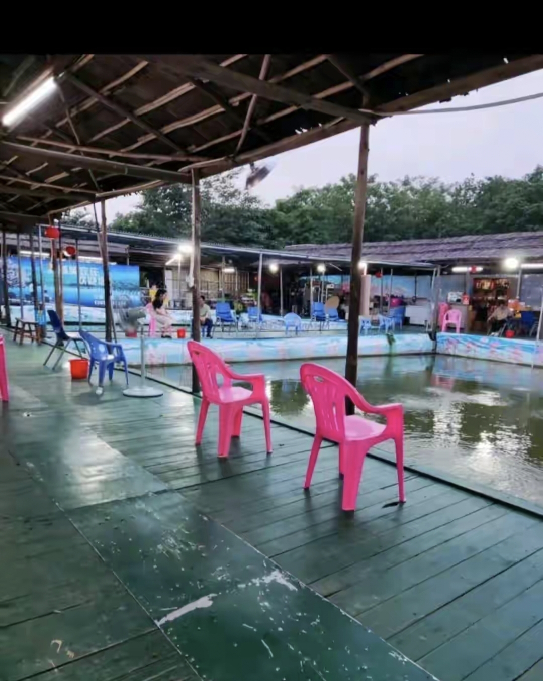 顺德容桂一家河堤边上的钓虾农庄