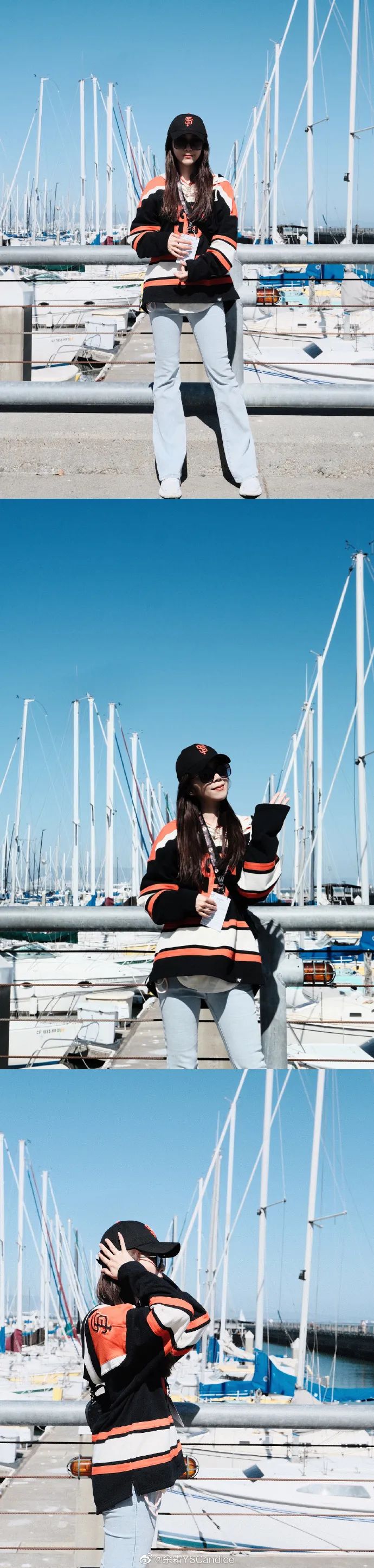 「lpl老婆」余霜参观mlb球场,运动风太有活力了