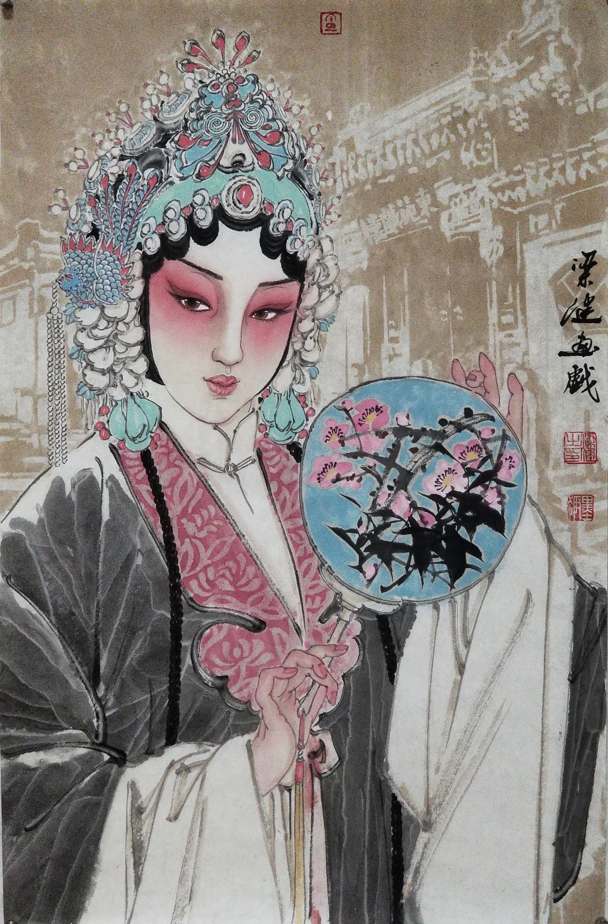 梁健三开戏曲人物画20幅作品集,笔墨精微,形神兼备