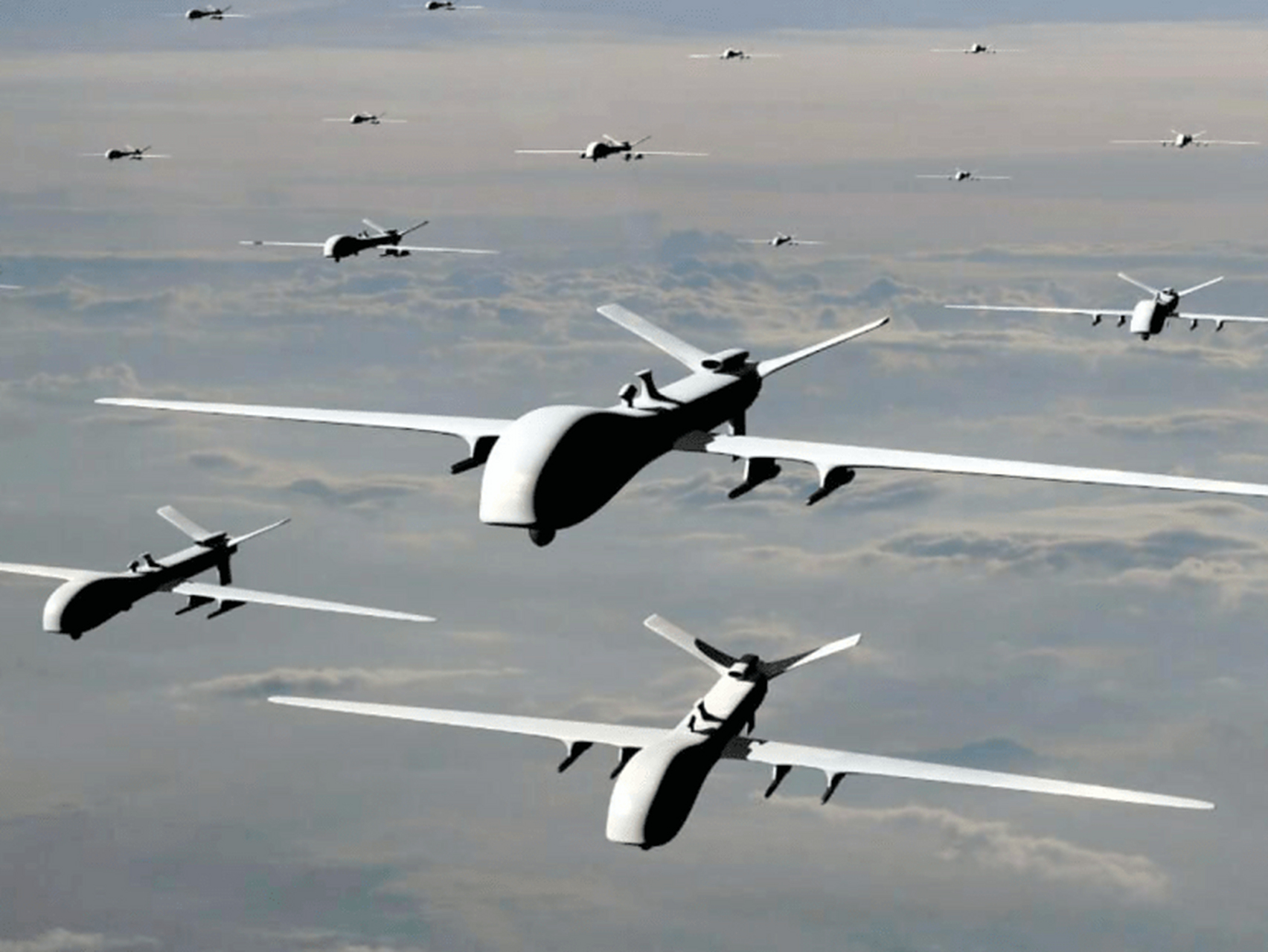 无人机蜂群可以对敌方进行猛烈打击,当无人机群以250km/h的速度来袭时