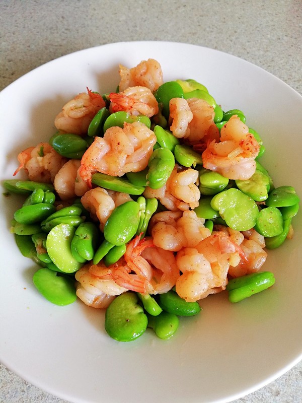 美味蚕豆炒虾仁做法