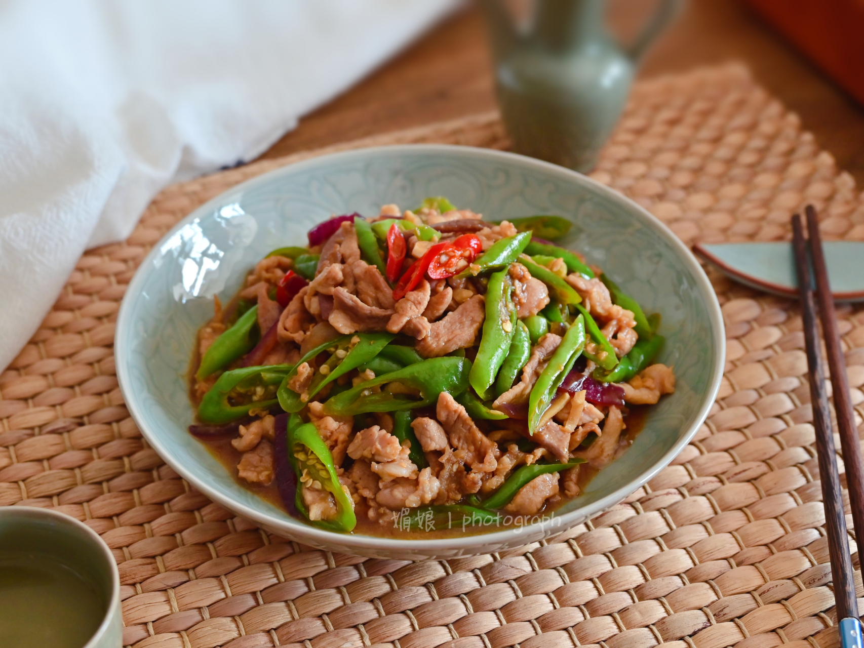 03午餐清单 杭椒炒肉丝/西红柿蛋汤 	 【杭椒炒肉丝】 96 食材