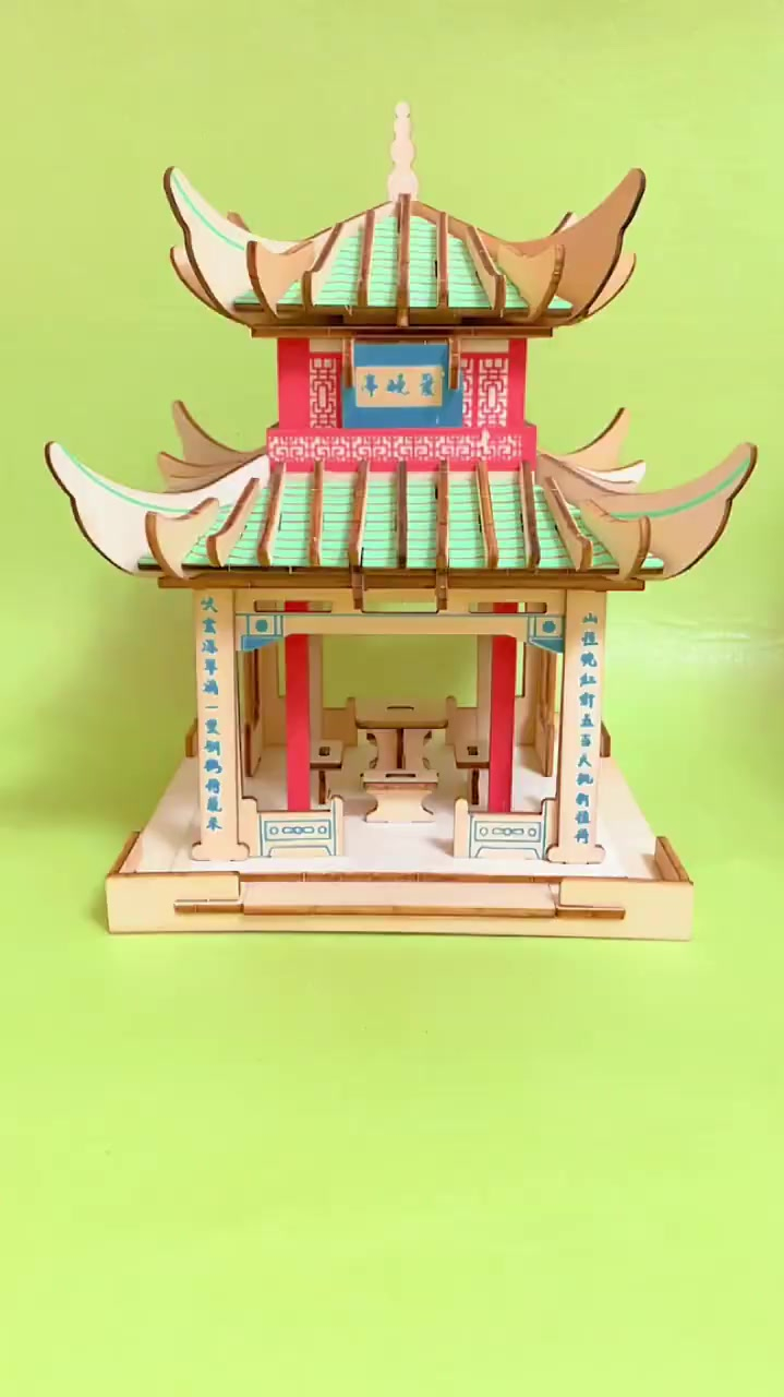 3d立体拼图爱晚亭来啦,手工3d立体拼图拼图-度小视