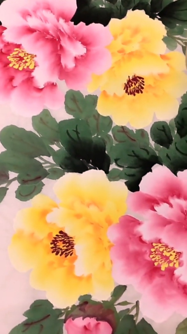 狄菲老师六尺横幅国画牡丹,最美中国画,国画牡丹