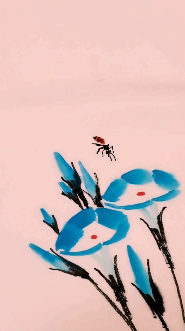 教你画蜜蜂,写意花鸟画,最美中国画
