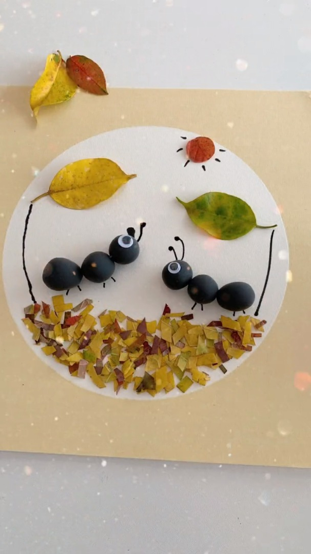 树叶做蚂蚁手工图图片