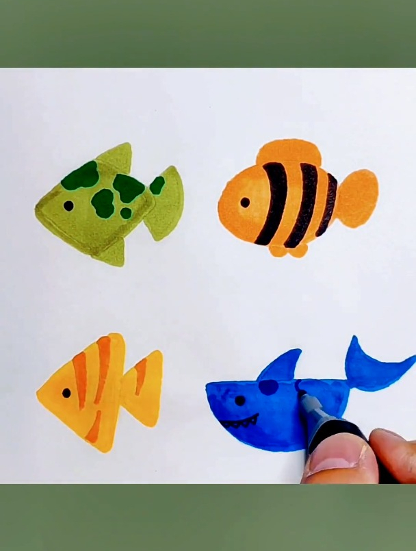 用不同的形状画小鱼,一学就会的简单画法 创作灵感