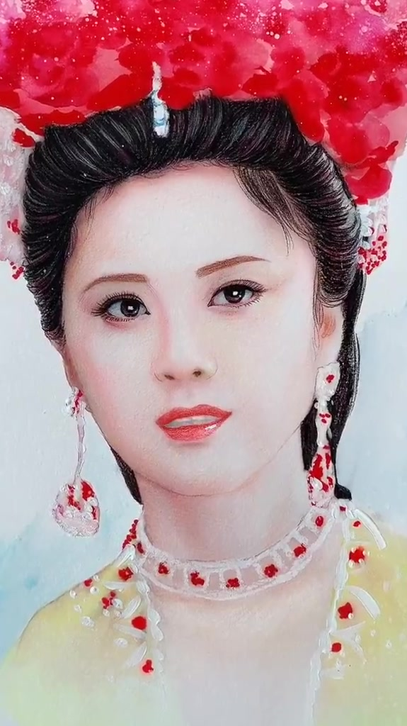 彩铅水彩手绘画女儿国国王