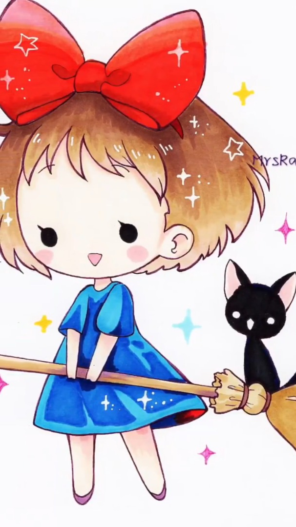 小女巫马克笔上色过程