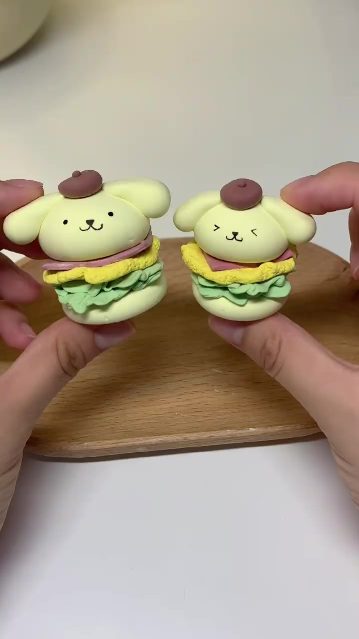 粘土教程|教你制作超可爱的布丁狗汉堡包