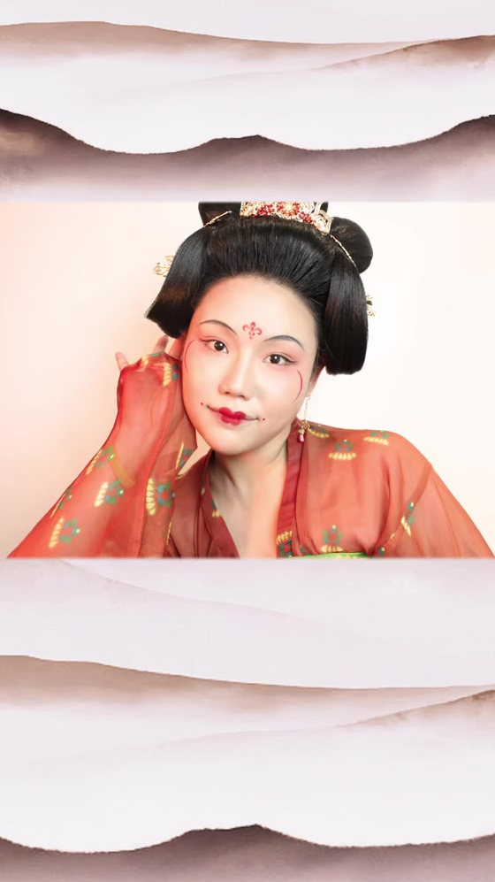 妆容复原唐装篇浓红傍脸的唐代斜红妆