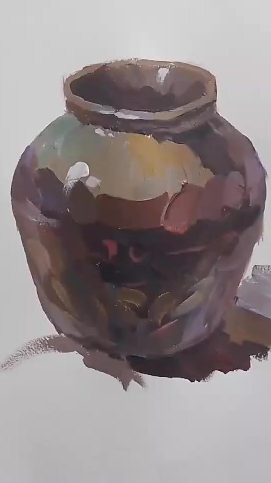 水粉静物陶罐画法色彩静物陶罐