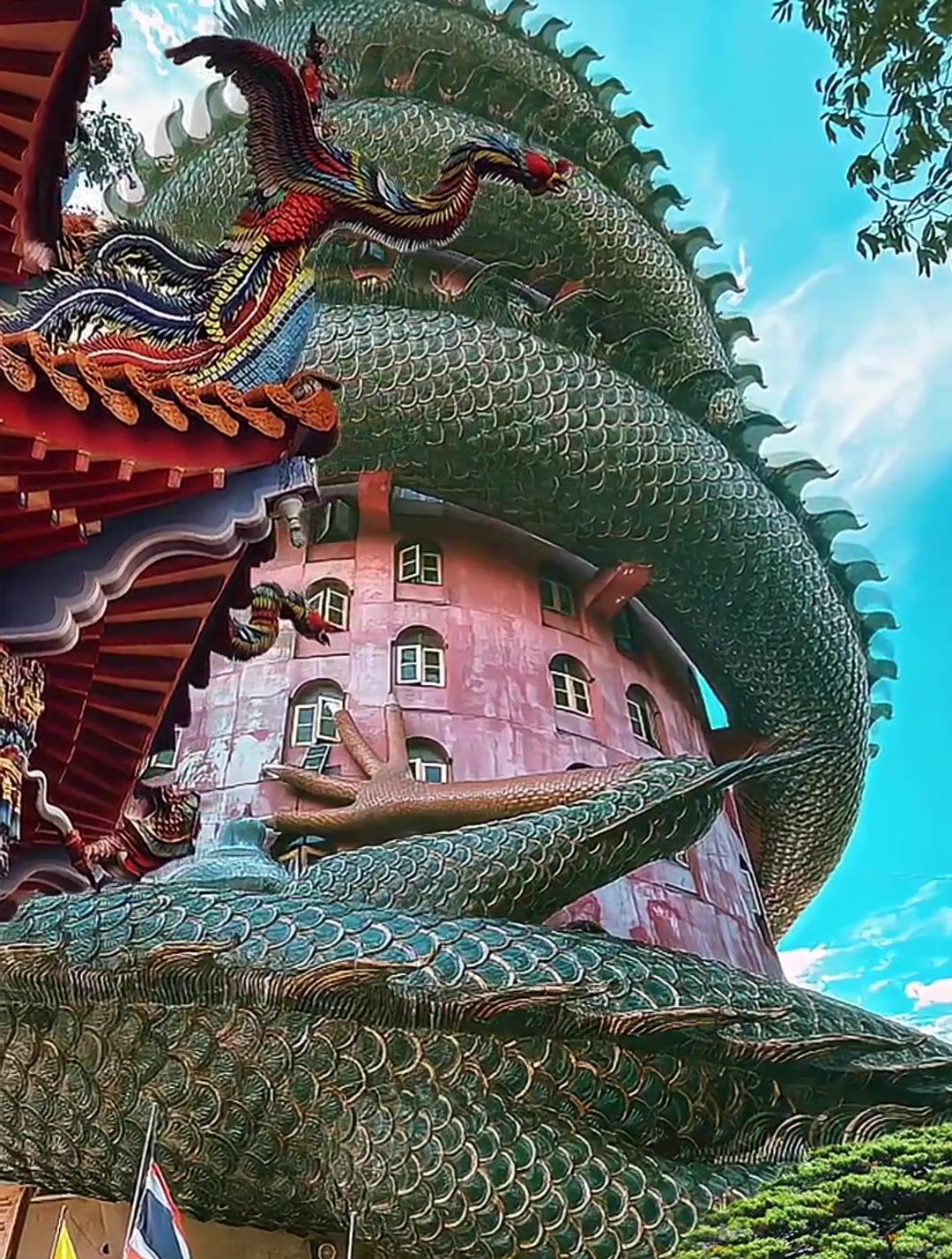 被这个画面震撼到了,泰国最神秘的龙庙身被巨龙缠绕守护-度小视