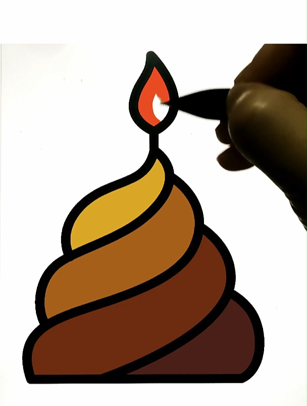 燃烧的粑粑蜡烛 创意简笔画填色 强迫症 声控 解压 涂色