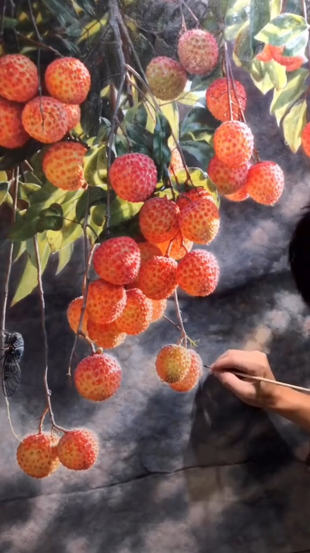 荔枝油畫作品,該給畫起什麼名字好呢