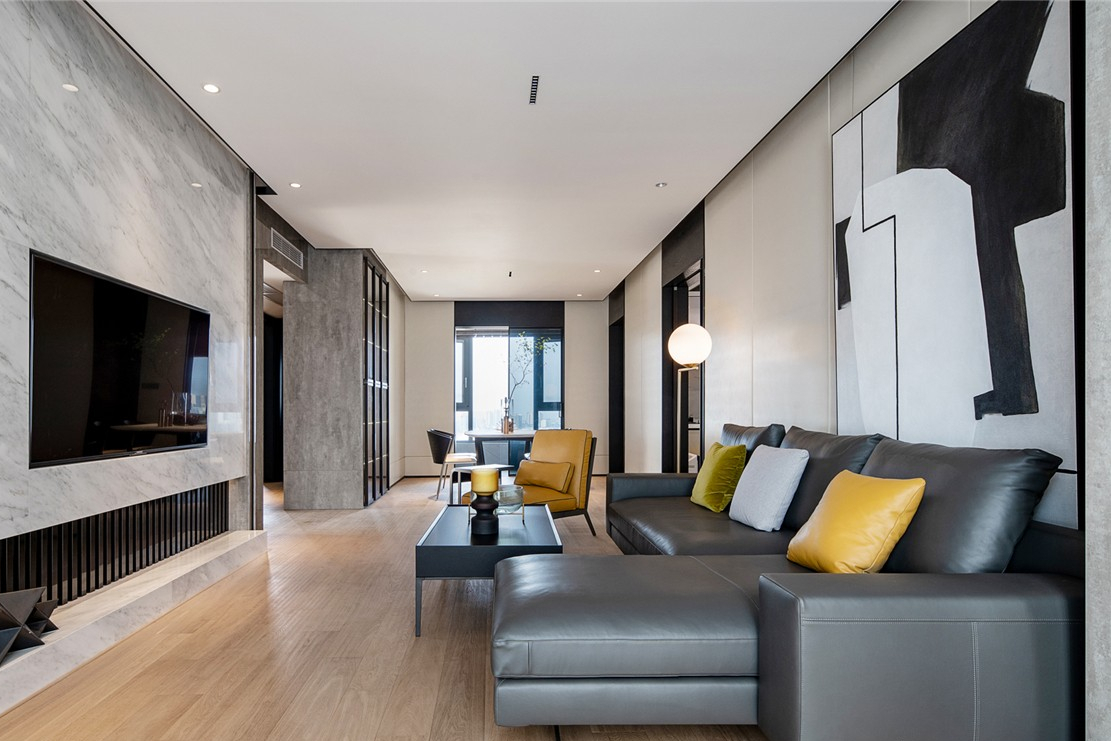 广州一户人家超现代装修火了,面积约99㎡,色彩堪称教科式搭配