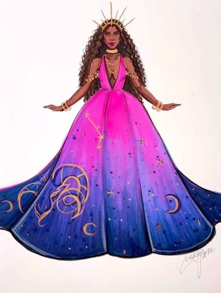 白羊座礼服裙,宝子们看过来,马克笔手绘-度小视