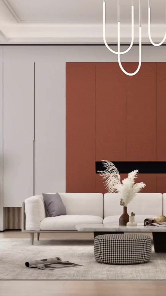 装修实景:红与灰,高级感十足的全屋定制柜配色