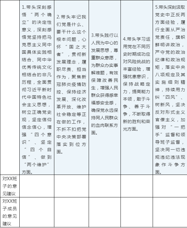 关于对xx班子党史学习教育专题民主生活会征求意见表