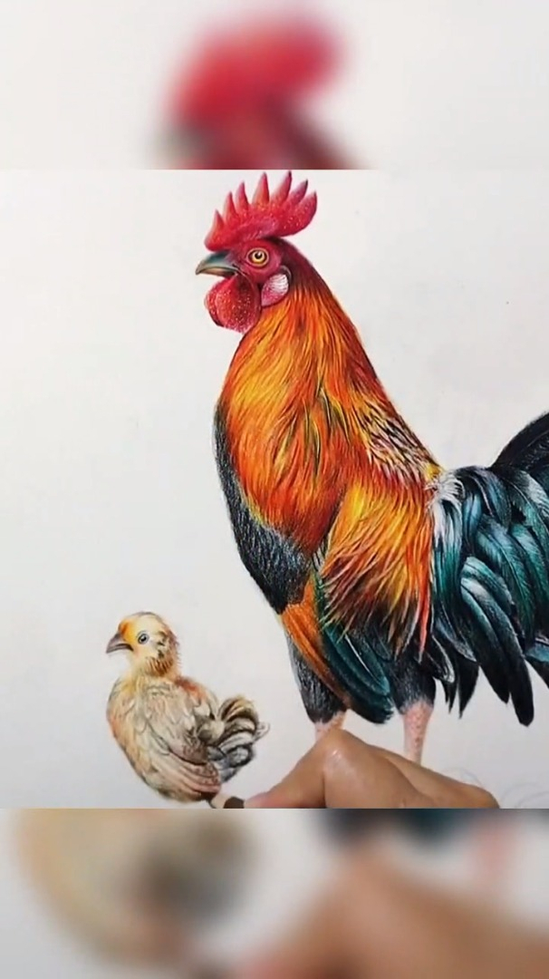 用彩铅画只大公鸡!流弊
