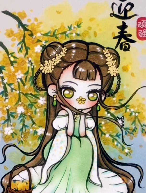 手绘,迎春花:追求希望,坚强勇敢,活泼可爱93