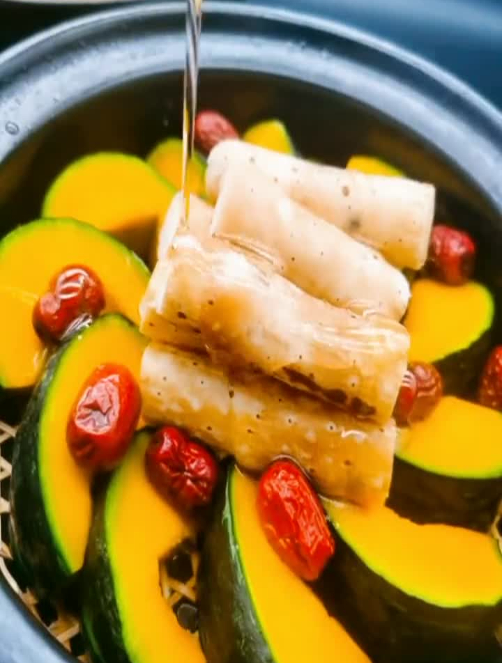 桂花山药焗南瓜宴花海萧山宴美食制作人湘湖美食辉哥教你做家常菜-度