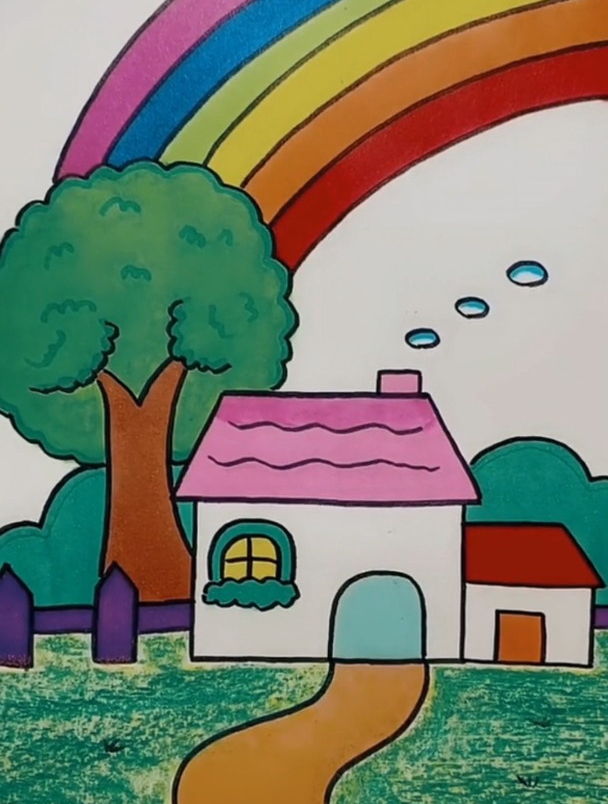 我的彩虹家园简笔画,简笔画教学