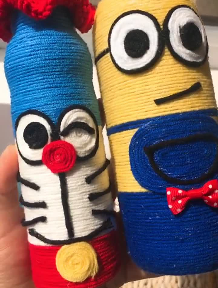 变废为宝,只要你有瓶子,毛线绕起来