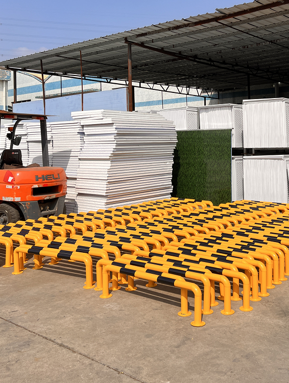 黄黑钢管u型挡车杆停车场管理拦车杆-度小视