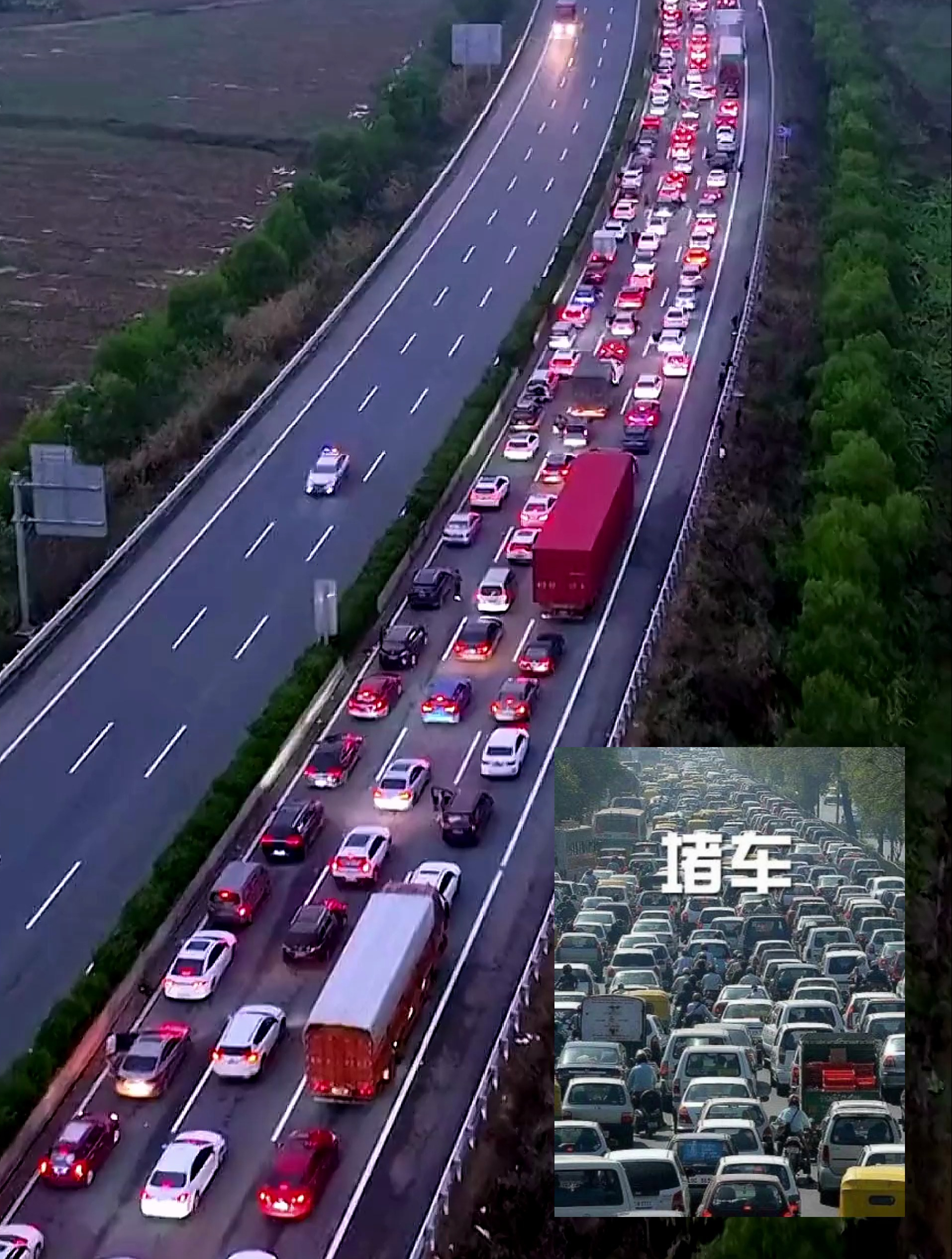 男子航拍高速堵车现场,春运出行高峰来了-度小视