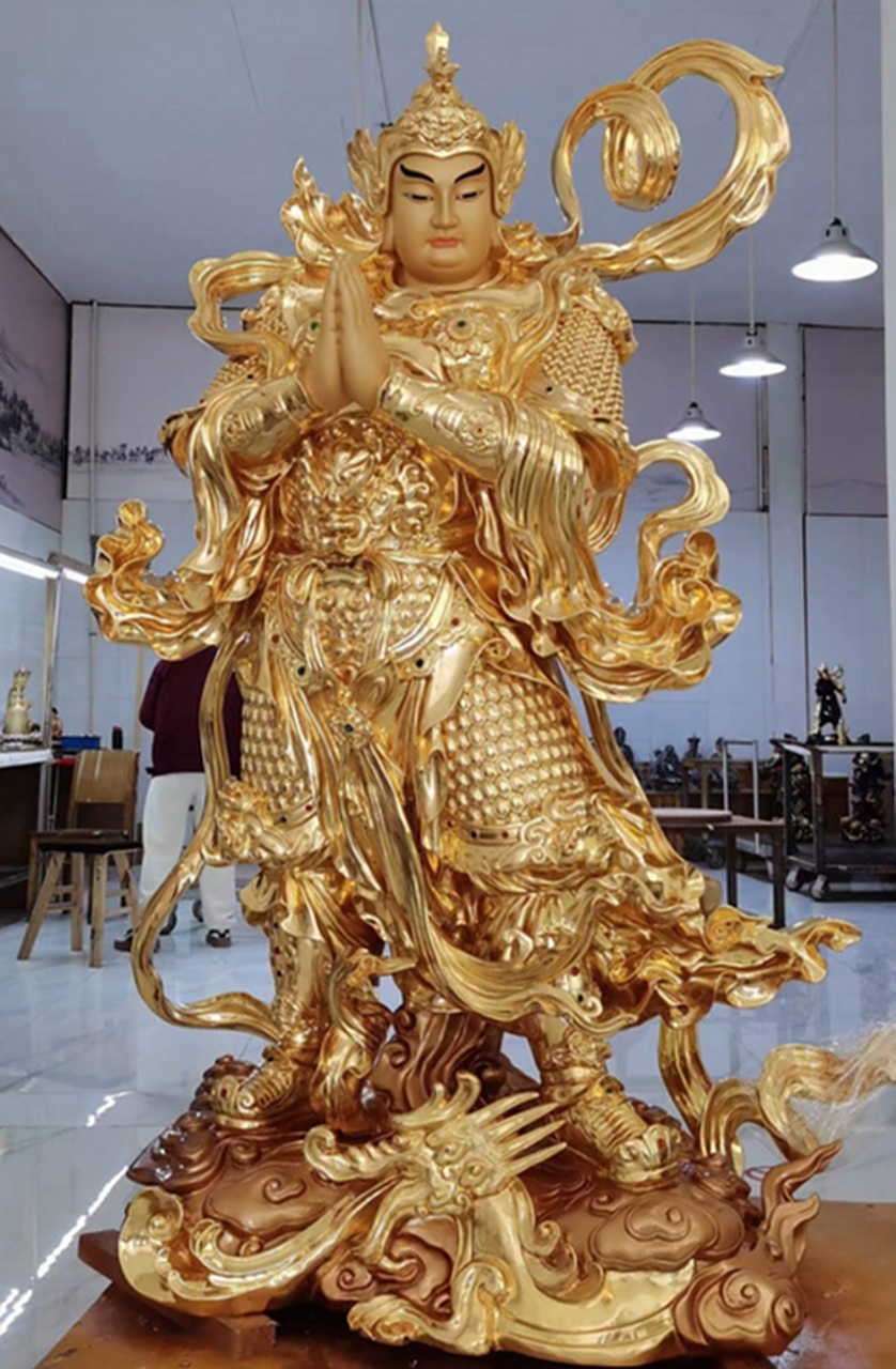 纯铜韦陀菩萨佛像定制 黄铜韦陀菩萨站像 铸紫铜韦陀菩萨铜佛像 韦陀