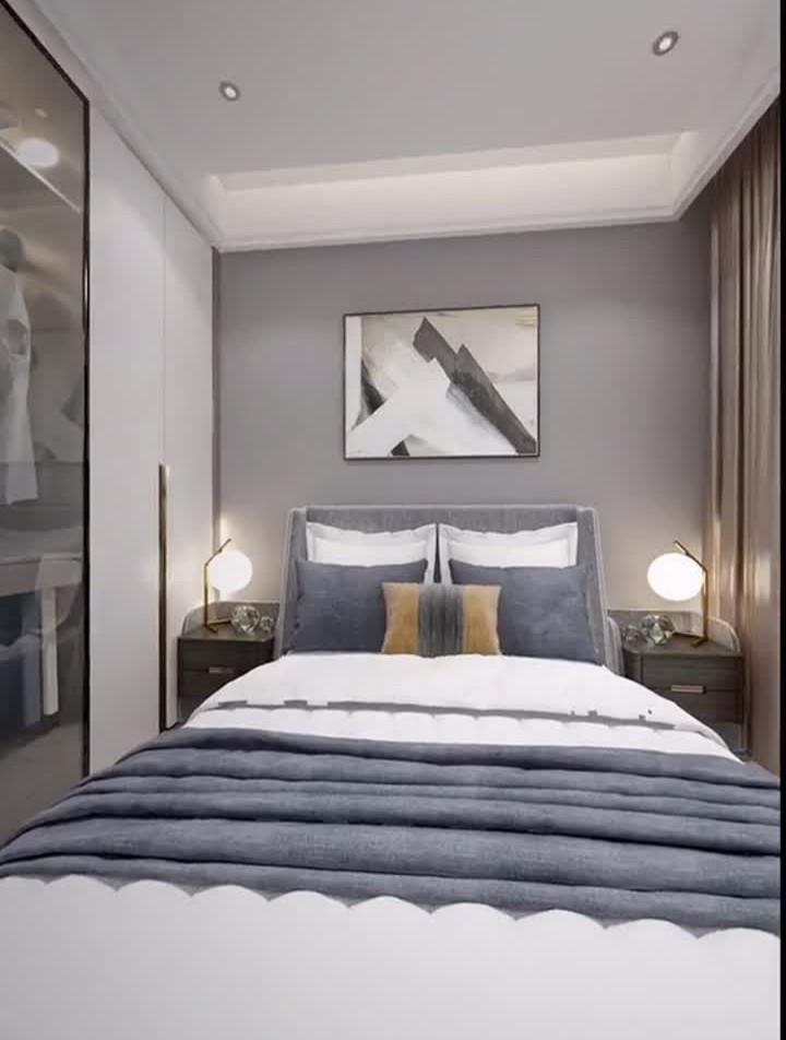 现代简约卧室设计网红双眼皮吊顶,具简单又漂亮-度小视