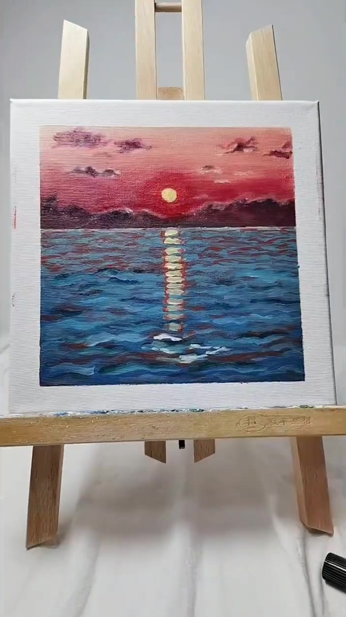 丙烯画复古系列,初升的太阳来了-度小视