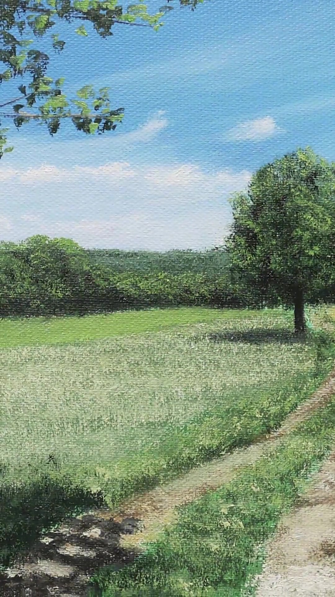 油画远景草地节选自油画初级班系列三