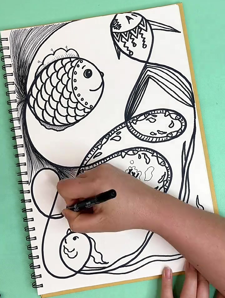 一条线的联想线描创意美术