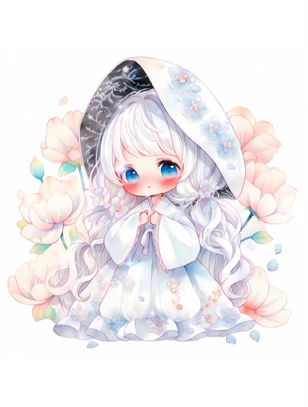 兰花公主,花朵拟人卡通画