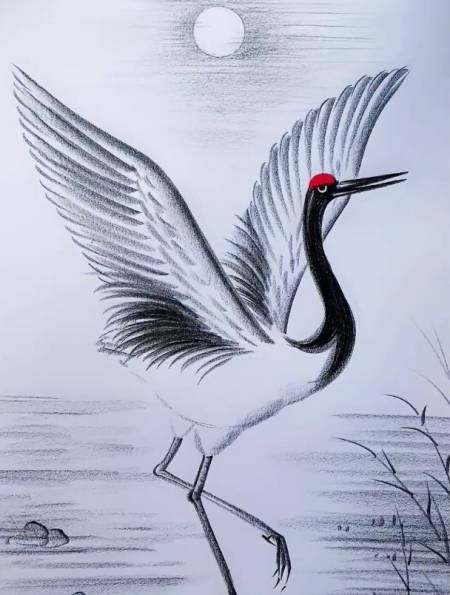 一支笔画画:简单几笔画仙鹤-度小视