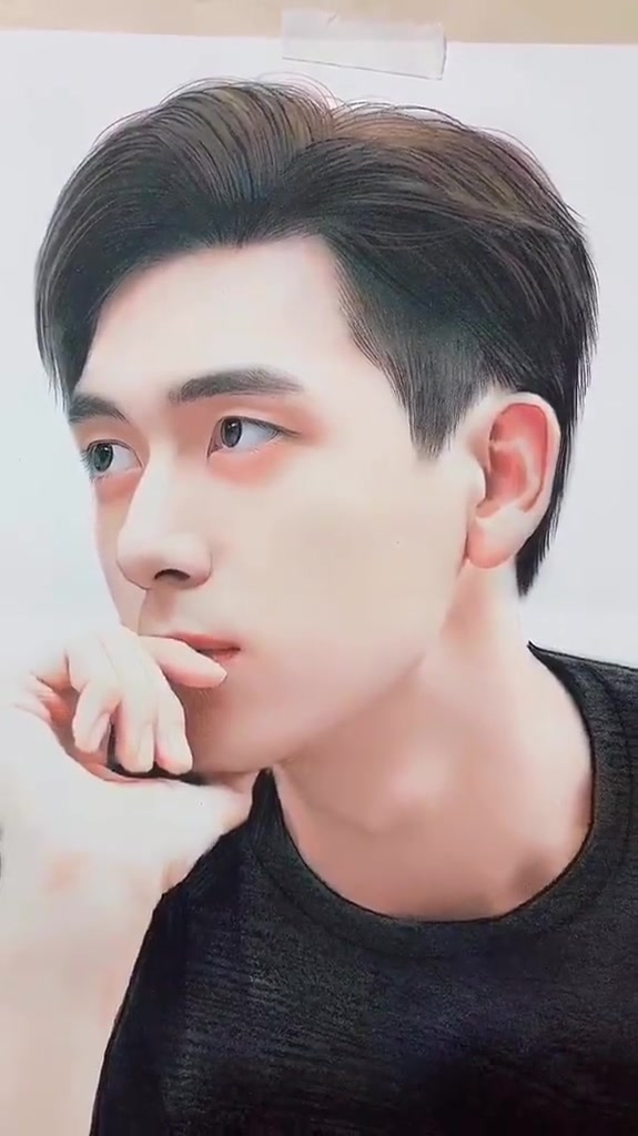 彩铅手绘画现男友李现画像