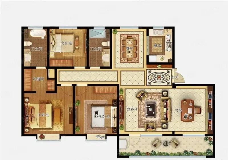 170平米尊贵大平层户型大横厅很美