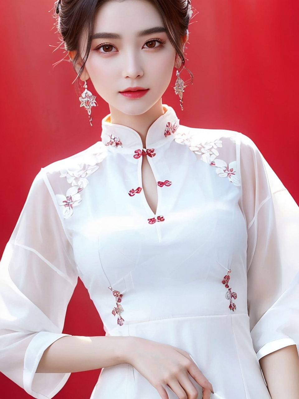 白色旗袍气质美女#旗袍怎么穿出时尚感