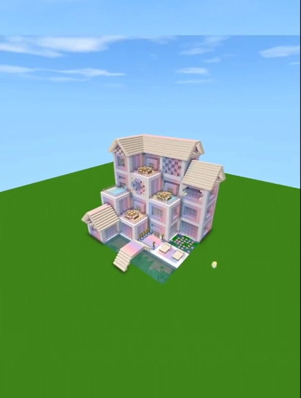 迷你世界速建多人大型渐变别墅,好漂亮的样子!-度小视