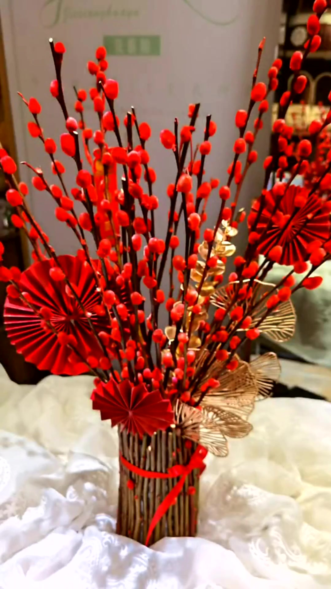 喜庆的冬青花艺设计分享